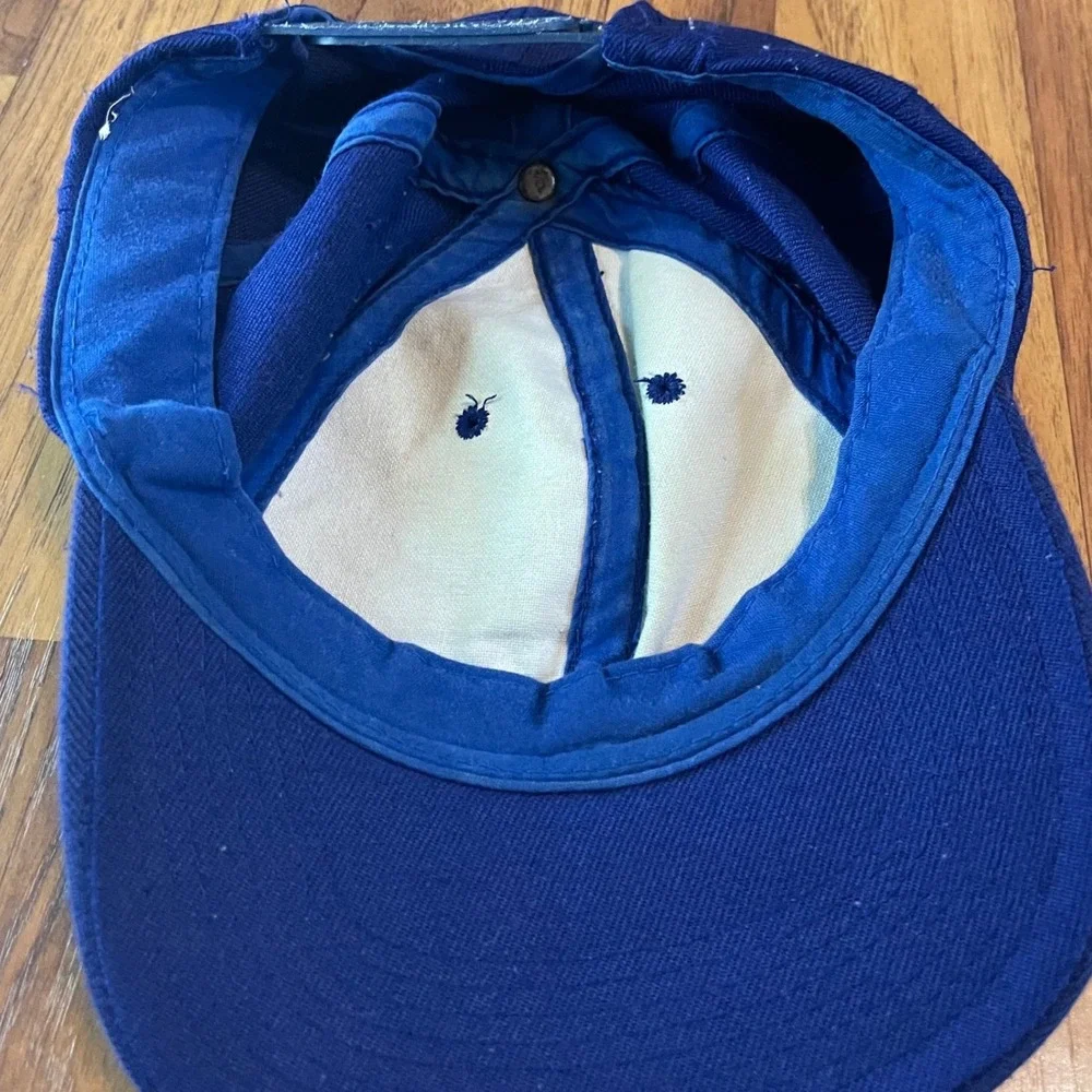 Vintage Blue Baseball Cap Mens OSFA Snapback Hat Distressed Cotton Twill Plain